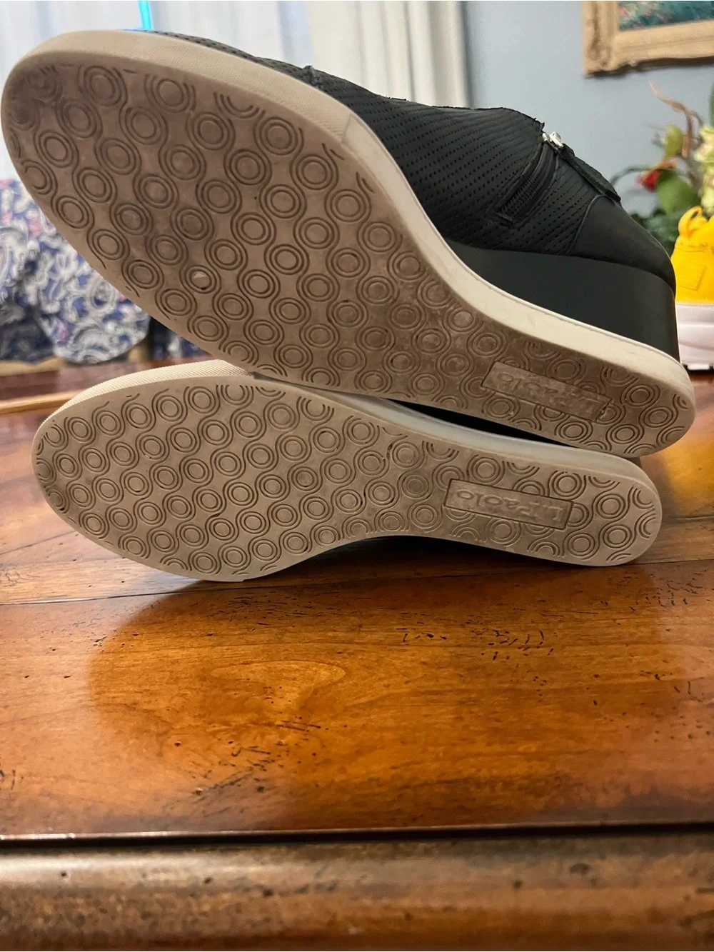 Women's Leather Upper Black  Perforated Slip-On Ankle Booties - Comfort Sneaker